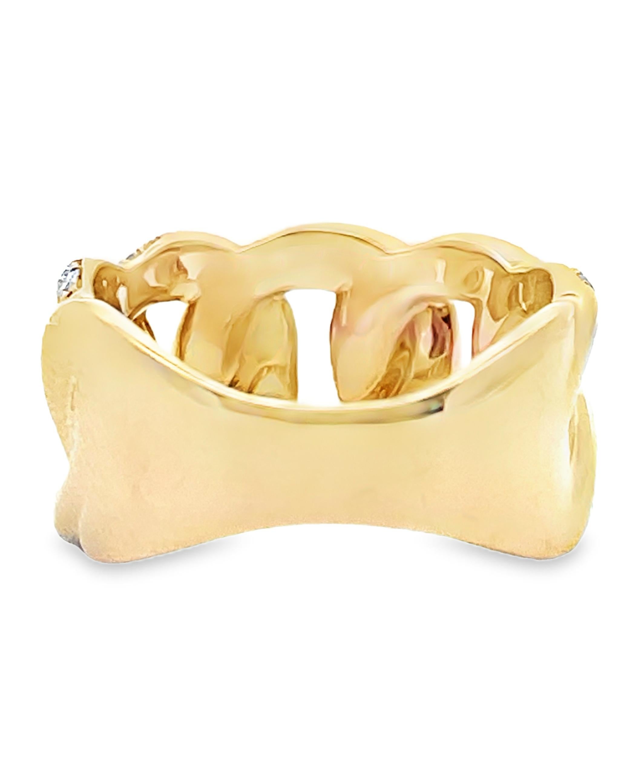 Taglio rotondo Anello A Link in oro giallo 14K con diamanti da 1,30 carati in vendita