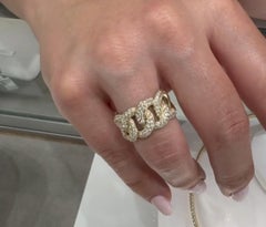 14K Yellow Gold Interlocking Chain Link Ring with Diamonds 1.30 Carats