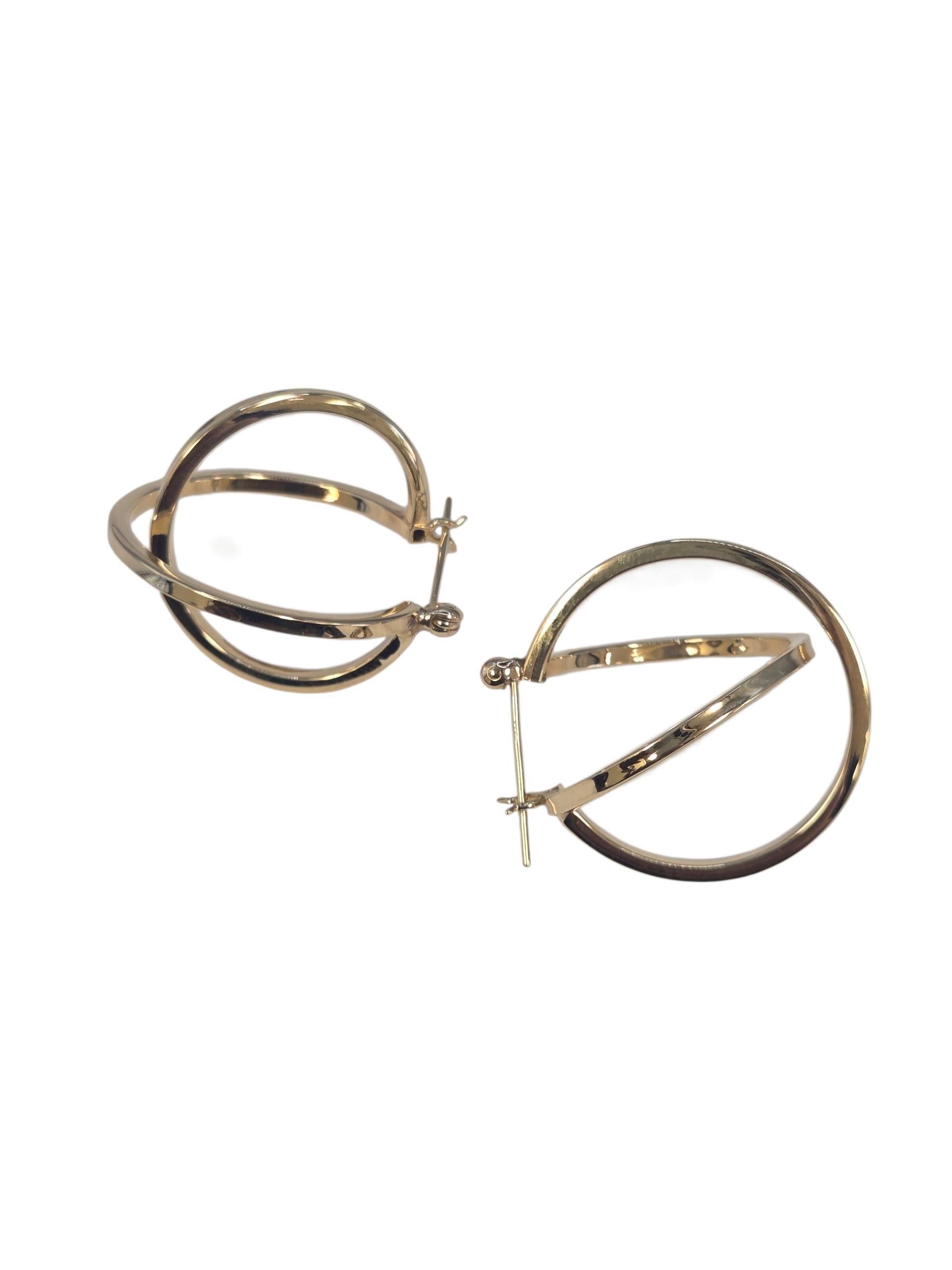 Donna Orecchini a cerchio con cerchi intrecciati in oro giallo 14K #23543 in vendita