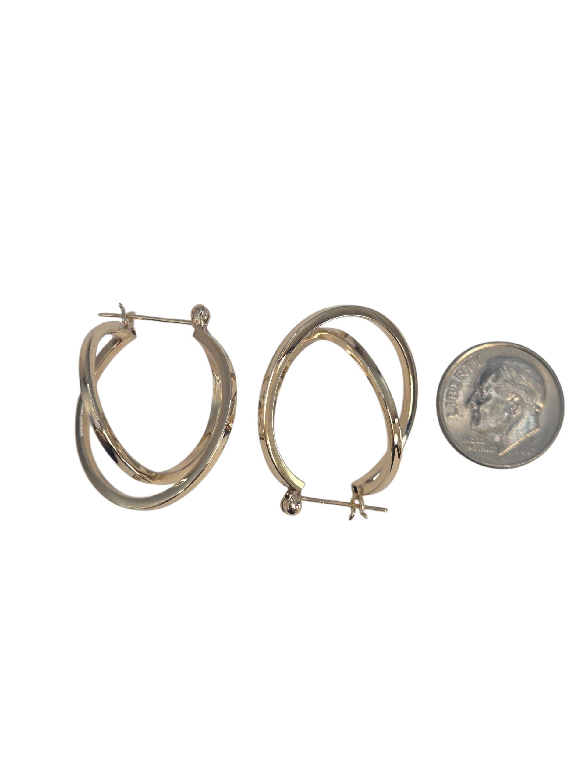 Orecchini a cerchio con cerchi intrecciati in oro giallo 14K #23543 in vendita 3