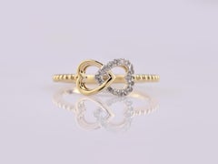 14K Yellow Gold Interlocking Heart Infinity with Diamond Accents Ring