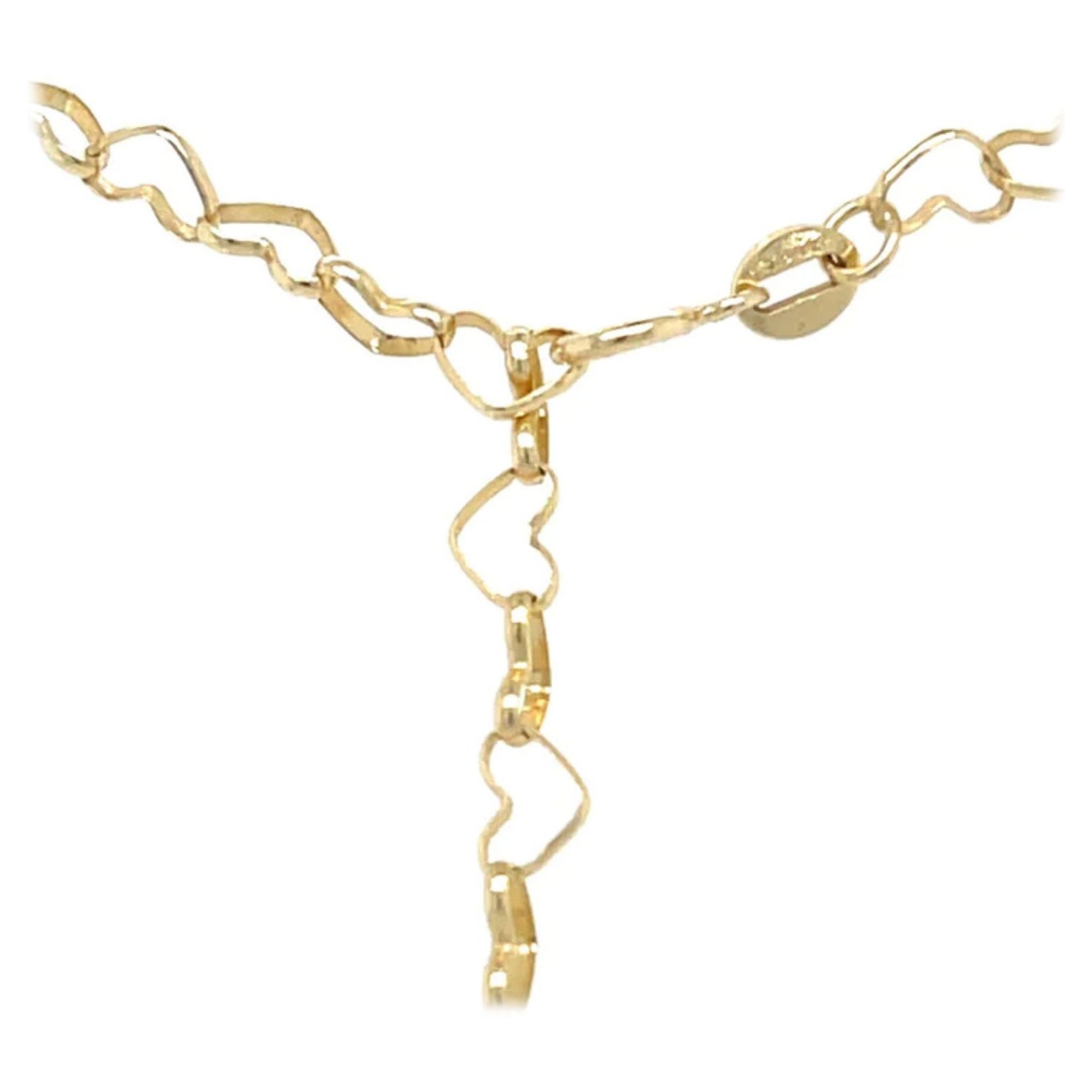 Collar Cadena Corazones Entrelazados Oro Amarillo 14K, Talla 16