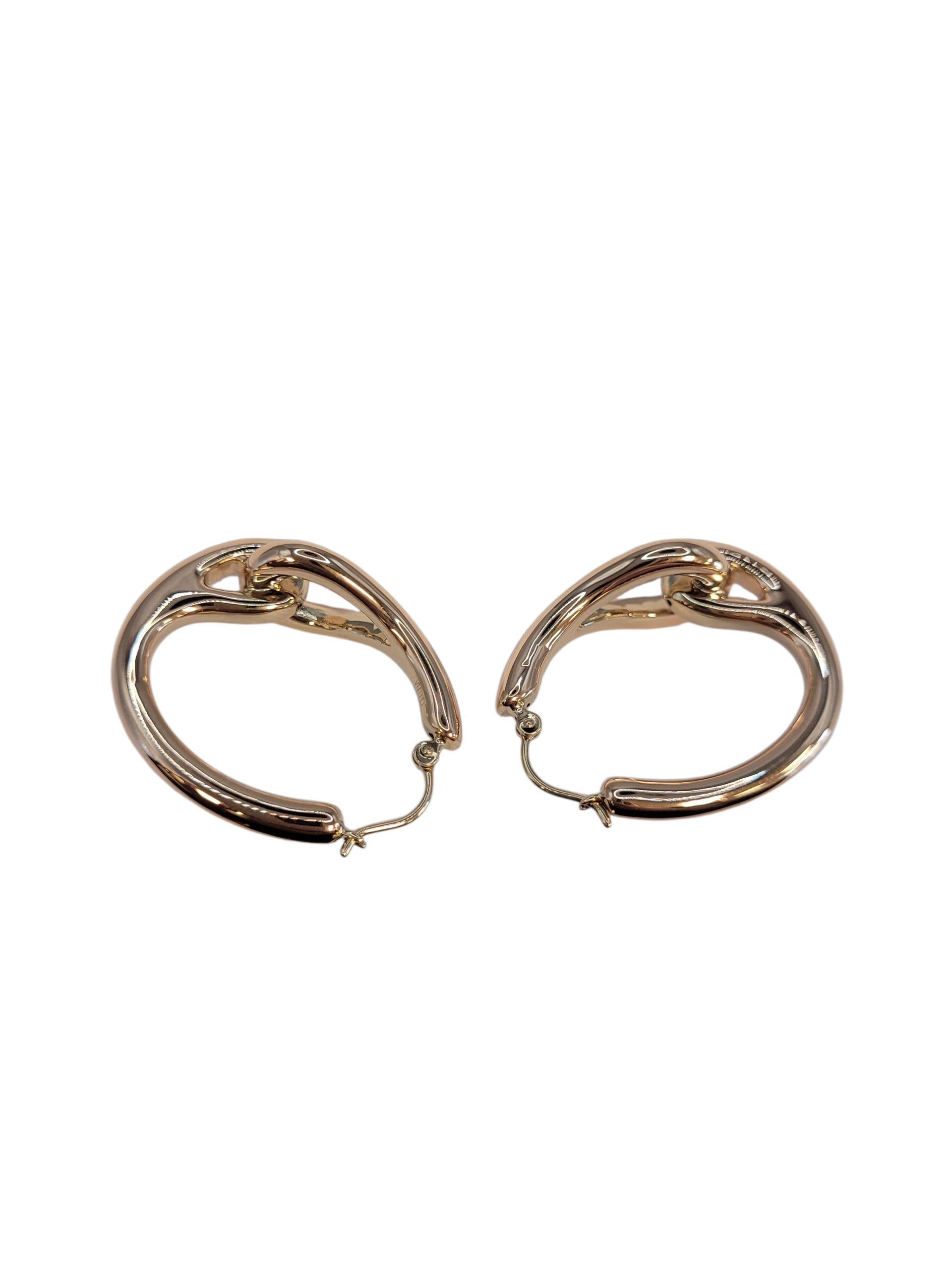 Contemporaneo Orecchini a cerchio a incastro in oro giallo 14K #23531 in vendita