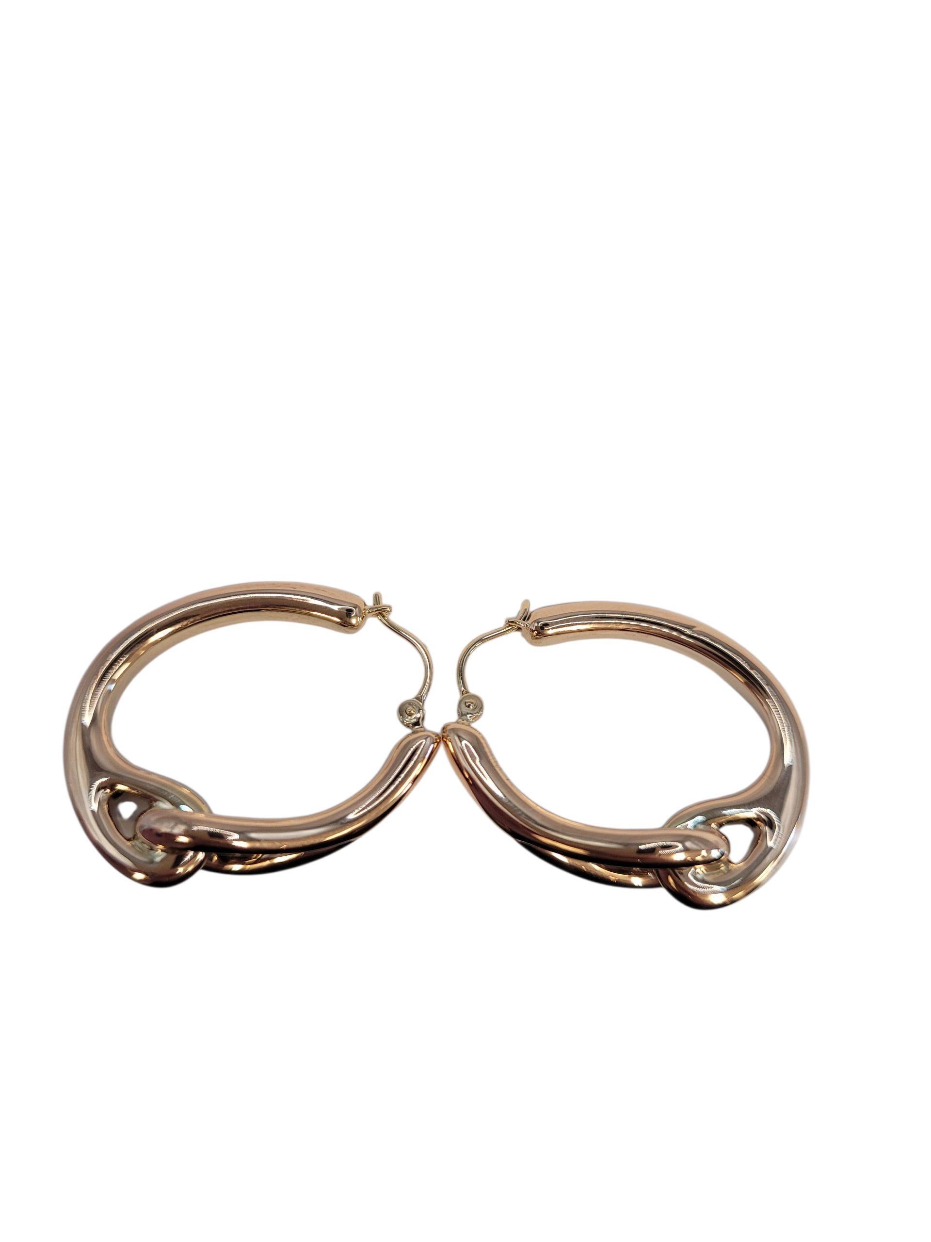 Orecchini a cerchio a incastro in oro giallo 14K #23531 In condizioni buone in vendita a Washington Depot, CT