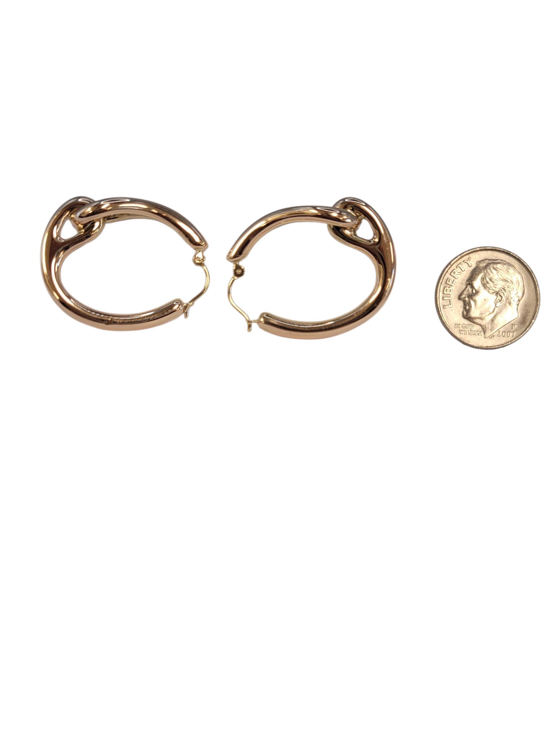 Orecchini a cerchio a incastro in oro giallo 14K #23531 in vendita 1