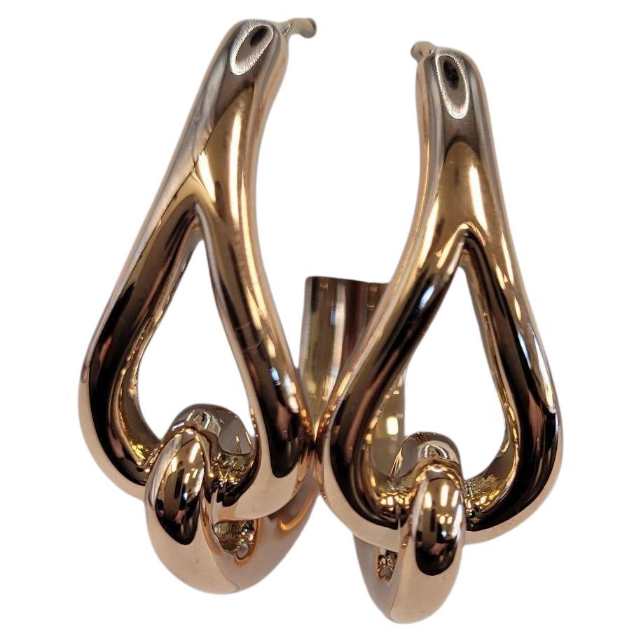 Orecchini a cerchio a incastro in oro giallo 14K #23531 in vendita