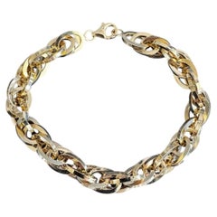 14K Yellow Gold Interlocking Oval Hollow Link Bracelet #25741