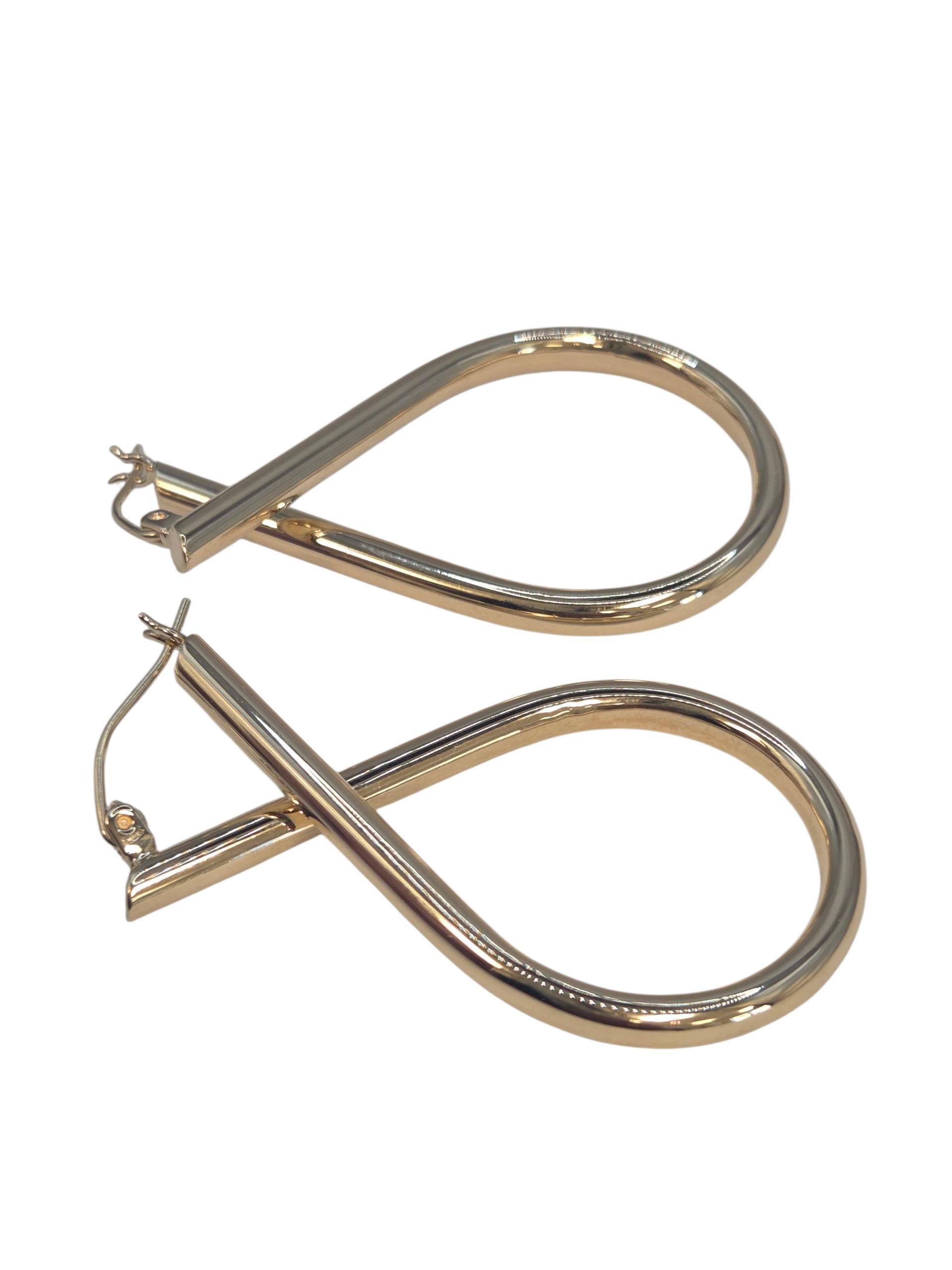 Contemporaneo Orecchini a cerchio intersecanti in oro giallo 14K #23544 in vendita