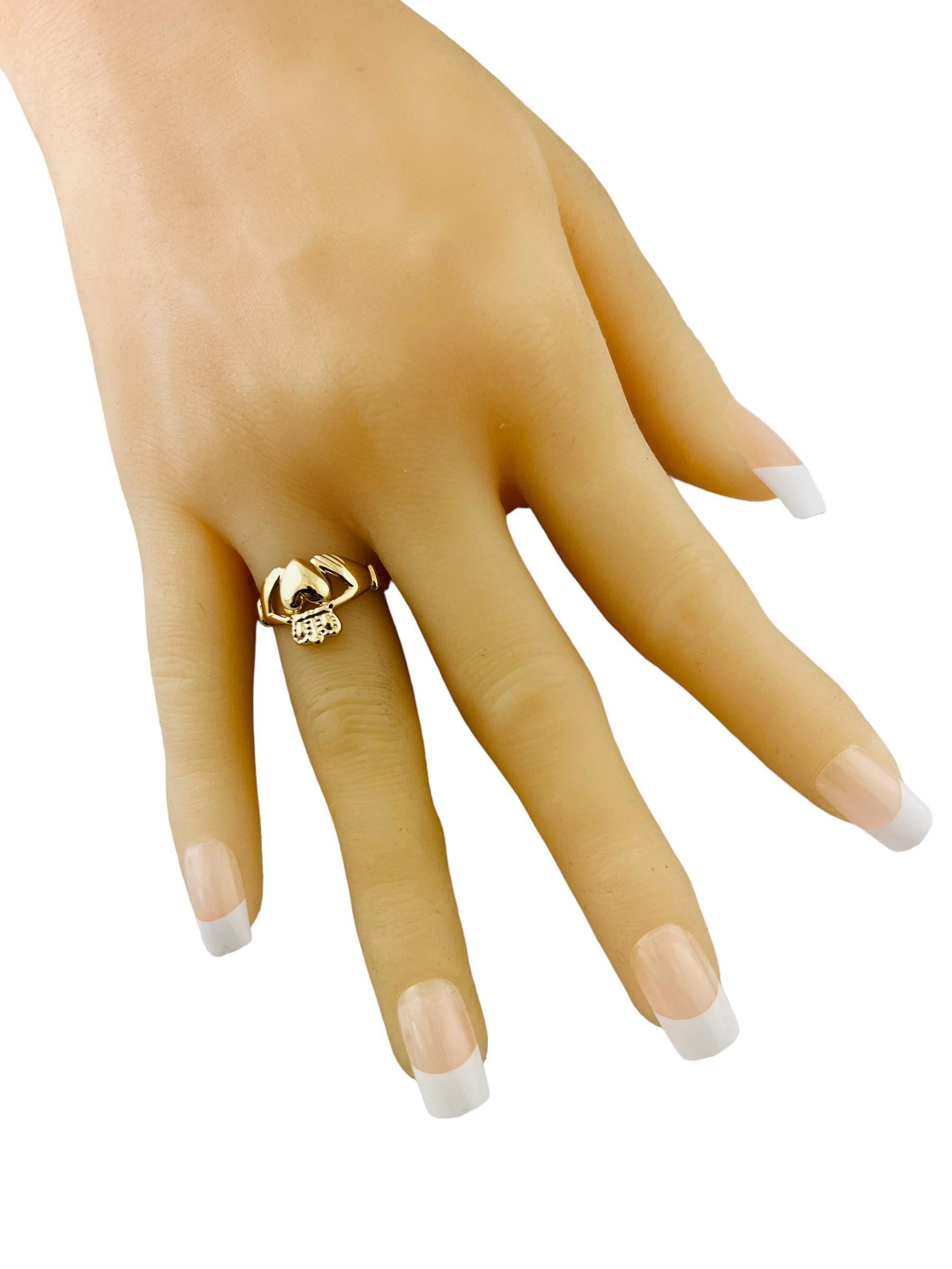 14K Yellow Gold Irish Claddagh Ring Size 6 #15618 For Sale 1