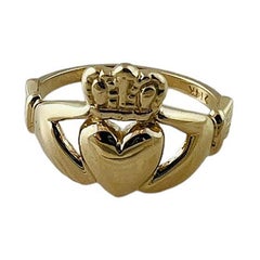 14K Gelbgold Irischer Claddagh Ring Größe 6 #15618