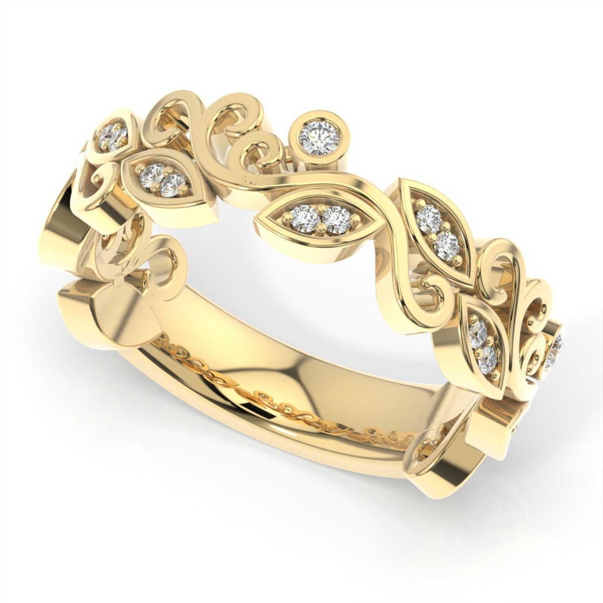 Round Cut 14K Yellow Gold Isabella Diamond Ring '1/5 Ct. tw' For Sale