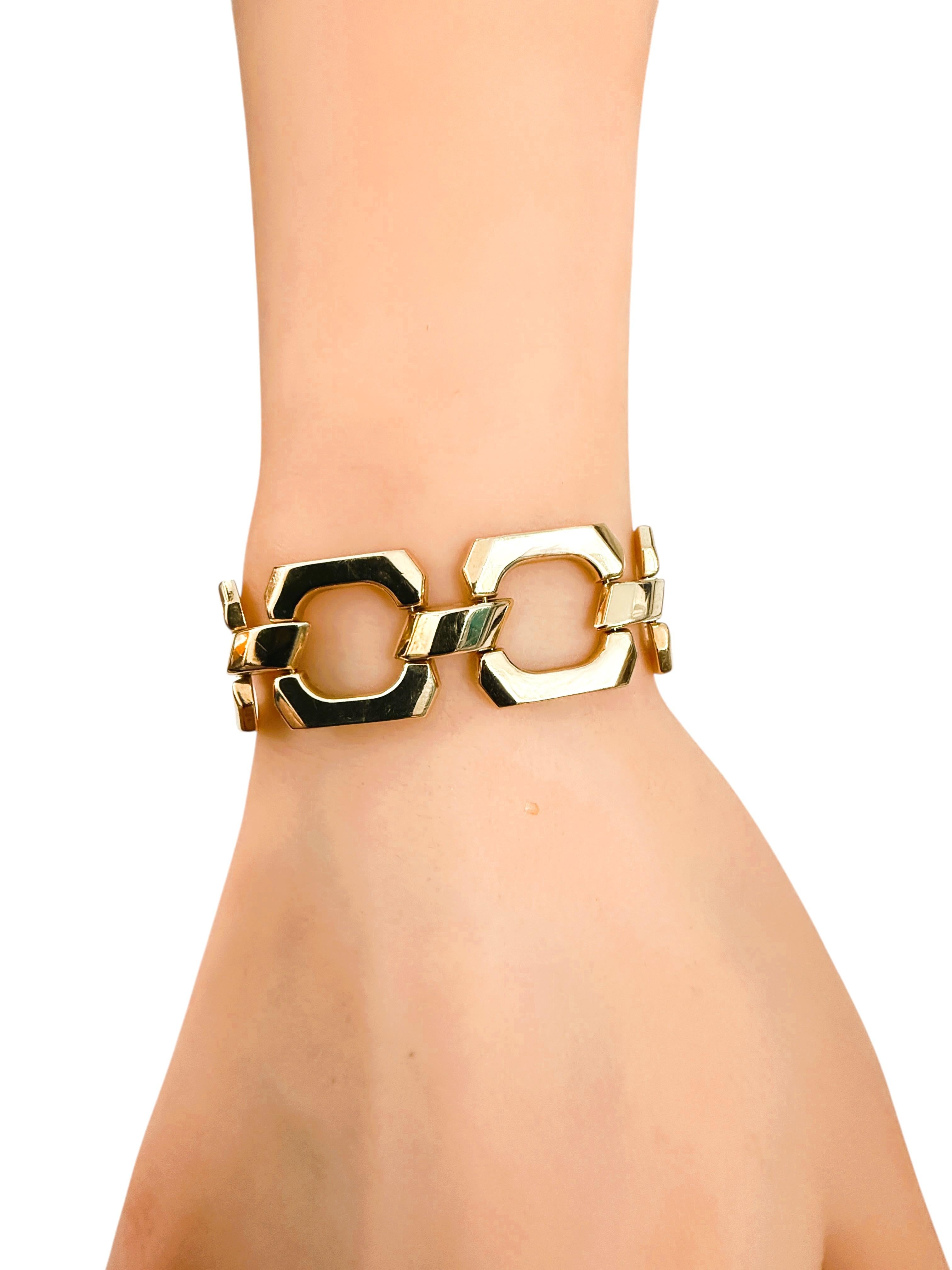 Pulsera geométrica entrelazada italiana Aurafin de oro amarillo de 14 quilates 16,3 gramos en venta 5