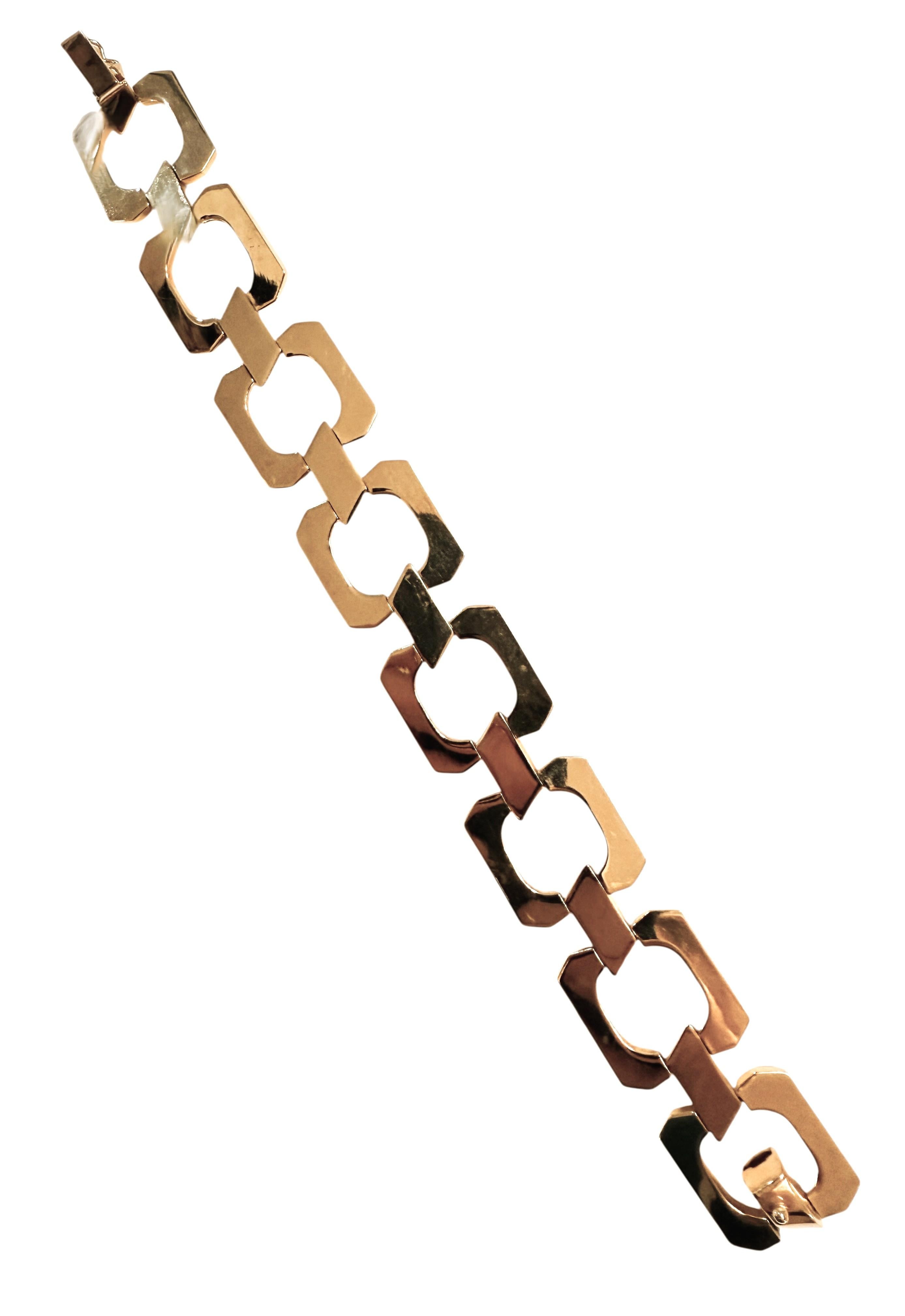 Pulsera geométrica entrelazada italiana Aurafin de oro amarillo de 14 quilates 16,3 gramos en venta 6