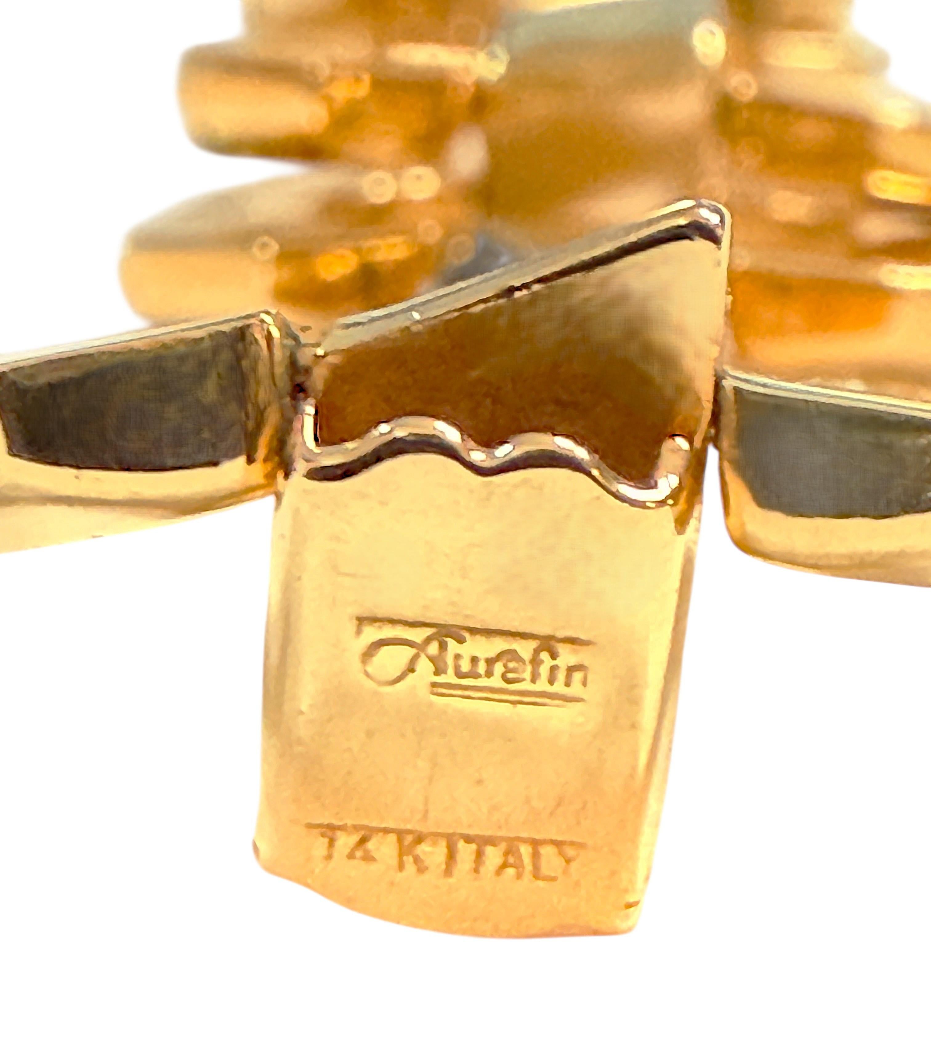 Pulsera geométrica entrelazada italiana Aurafin de oro amarillo de 14 quilates 16,3 gramos en venta 7