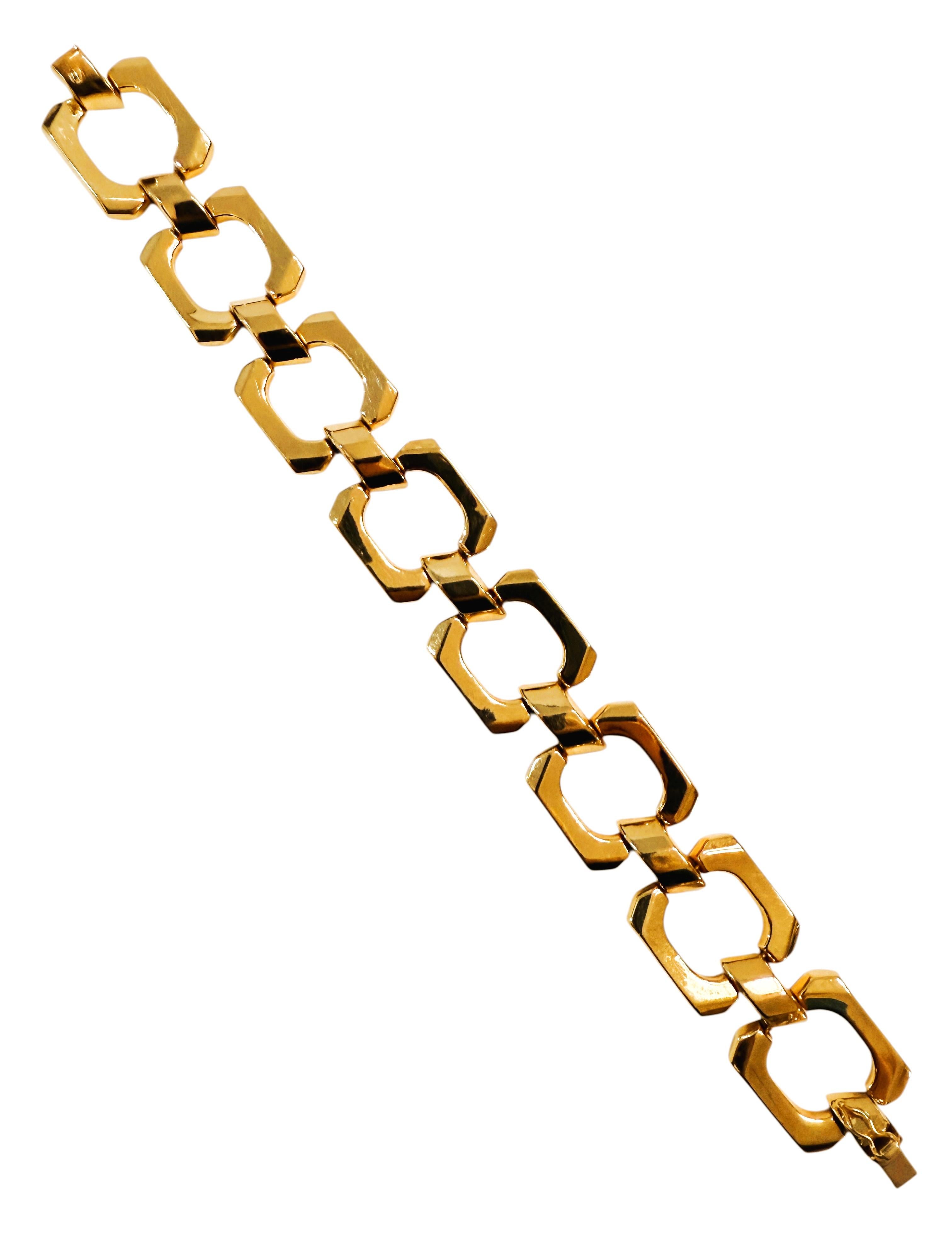 Pulsera geométrica entrelazada italiana Aurafin de oro amarillo de 14 quilates 16,3 gramos en venta 1
