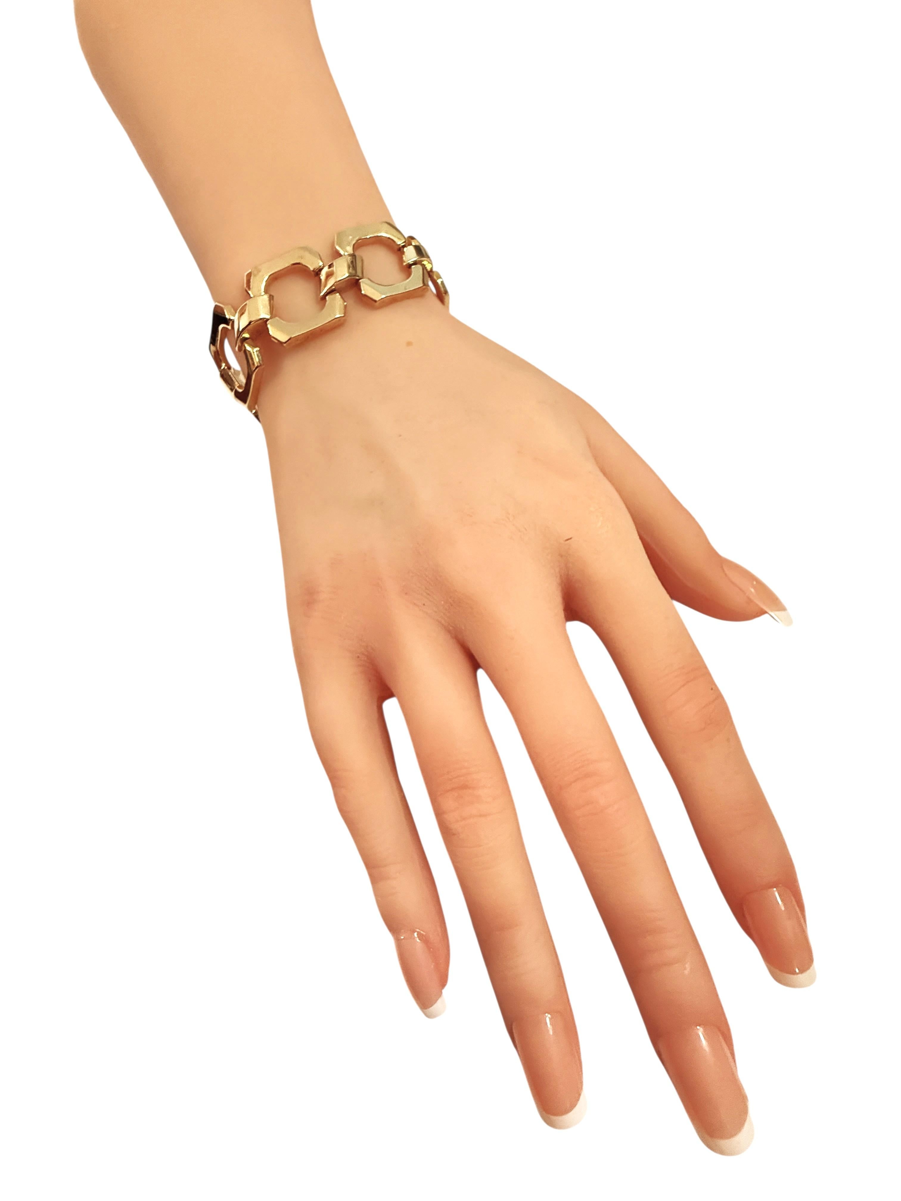 Pulsera geométrica entrelazada italiana Aurafin de oro amarillo de 14 quilates 16,3 gramos en venta 2