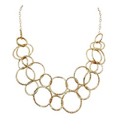 Collar italiano en cascada circular de cuentas de oro amarillo de 14k 17,5 pulgadas