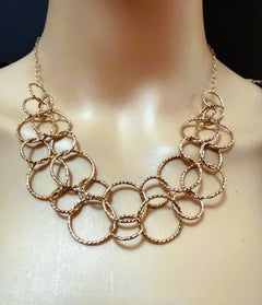 Collar italiano en cascada circular de cuentas de oro amarillo de 14k 17,5 pulgadas