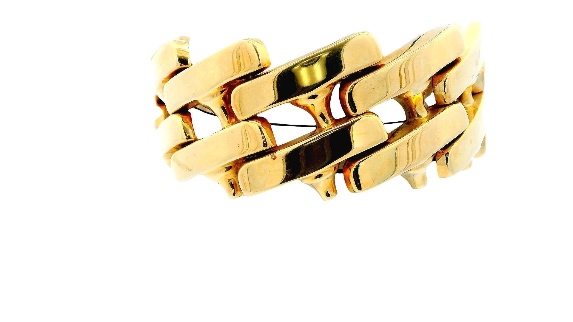 Bracelet italien en or jaune 14K à larges maillons Bon état - En vente à Great Neck Plaza, NY