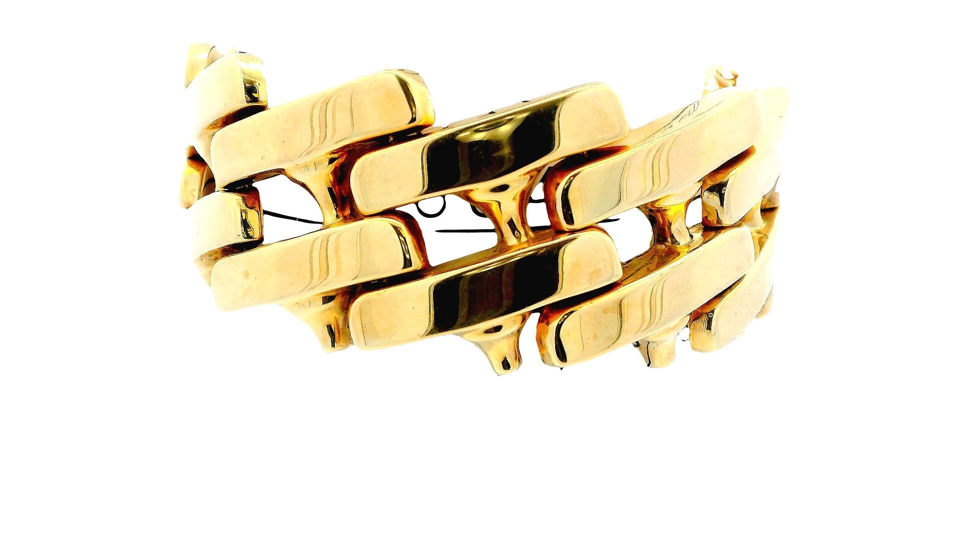 Bracelet italien en or jaune 14K à larges maillons Unisexe en vente