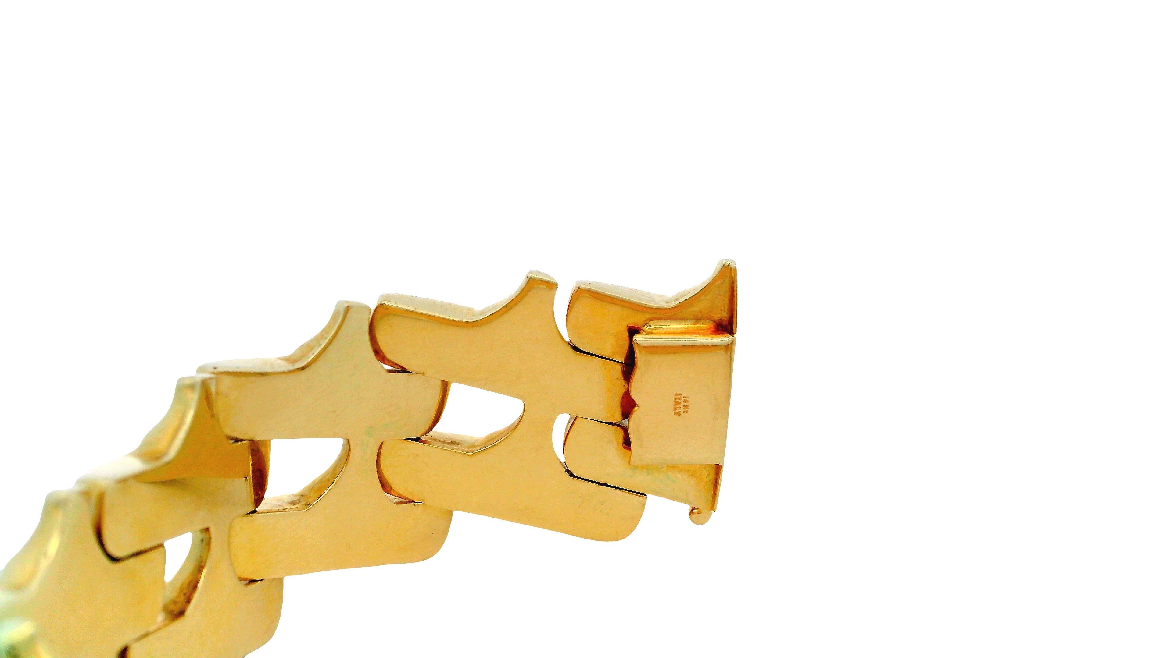Bracelet italien en or jaune 14K à larges maillons en vente 1