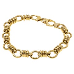 Vintage 14K Yellow Gold Alternating Circular and Bar Link Bracelet