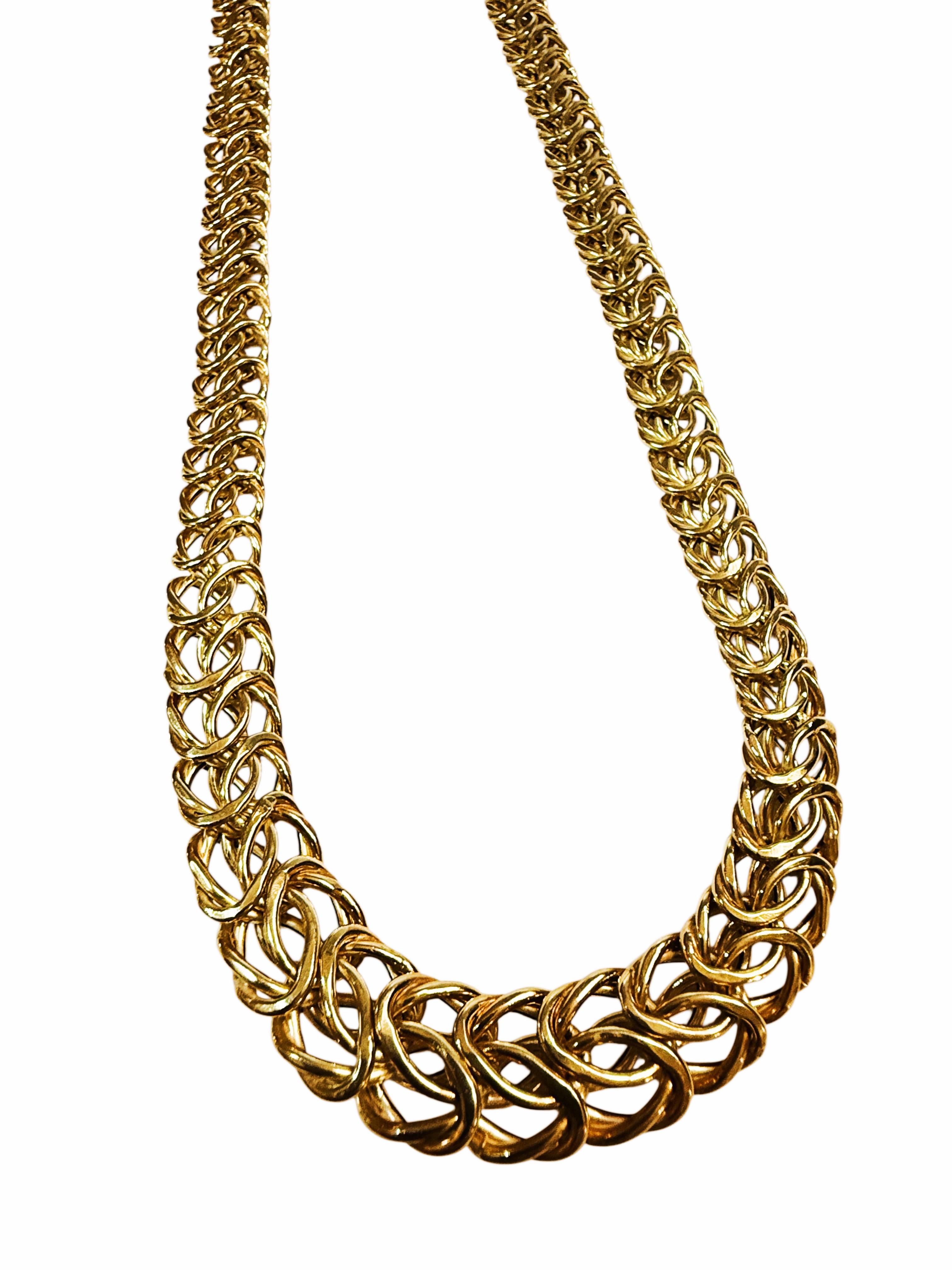 Collar de cadena bizantina graduada italiana de oro amarillo de 14 quilates 18