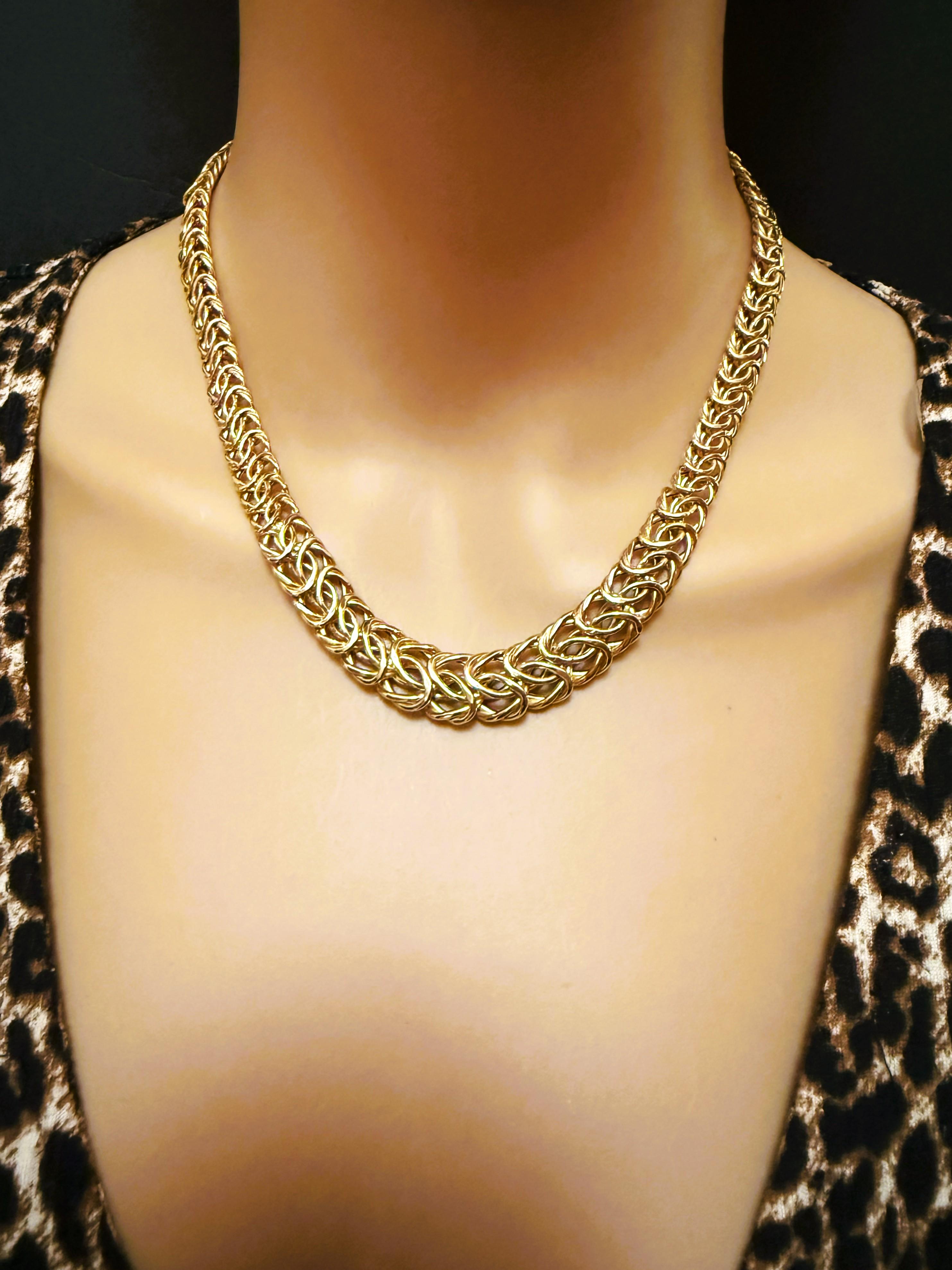 De las mujeres Collar de cadena bizantina graduada italiana de oro amarillo de 14 quilates 18