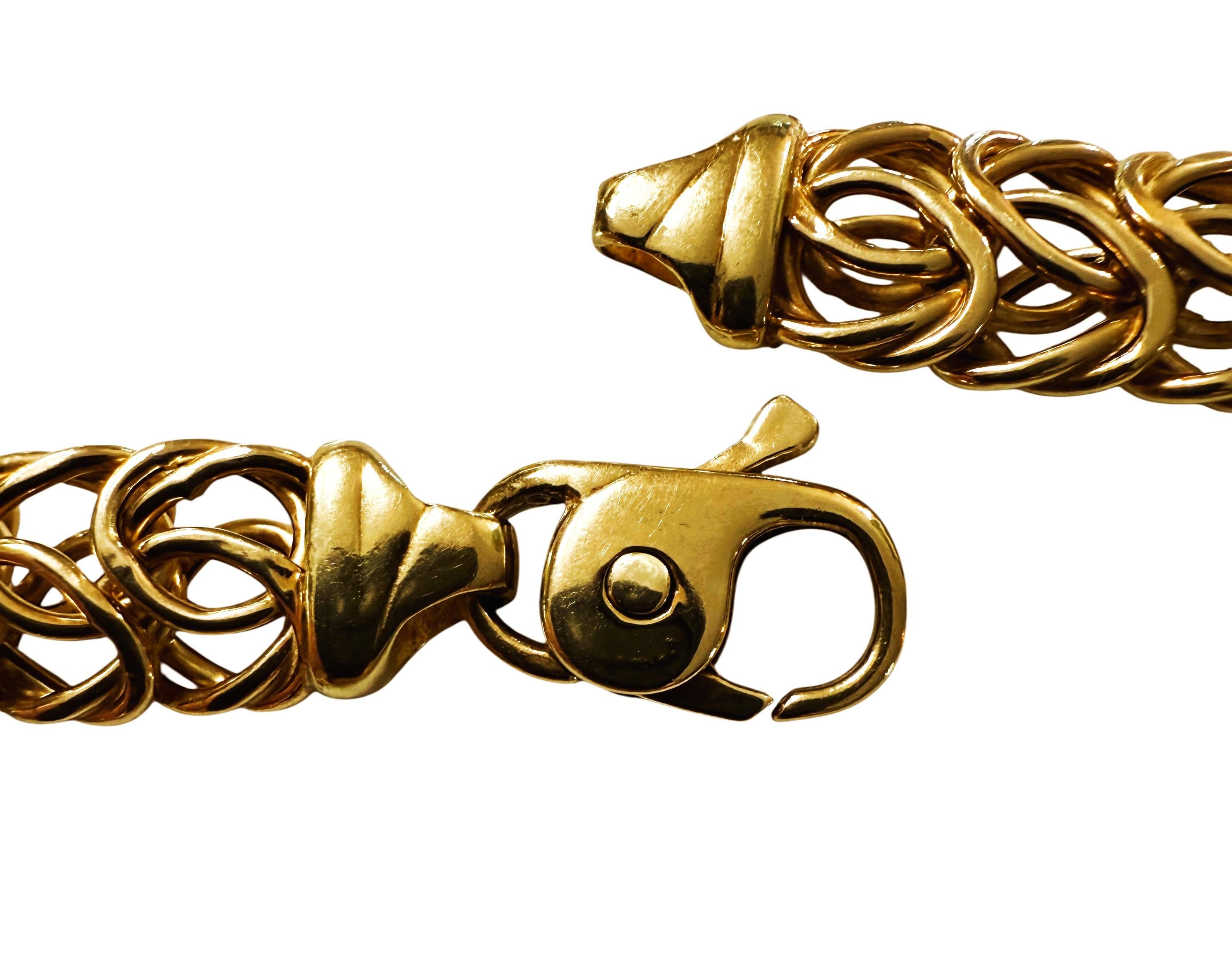 Collar de cadena bizantina graduada italiana de oro amarillo de 14 quilates 18