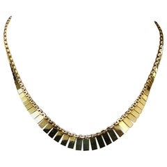 14k Yellow Gold Italian Graduated Flat Bars Necklace 16 Inches 18.46 Grams
