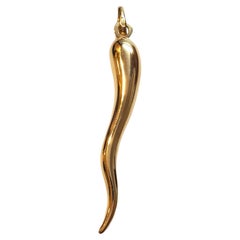 14K Yellow Gold Italian Horn Charm #17982