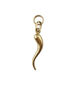 14K Yellow Gold Italian Horn Charm Pendant #17428