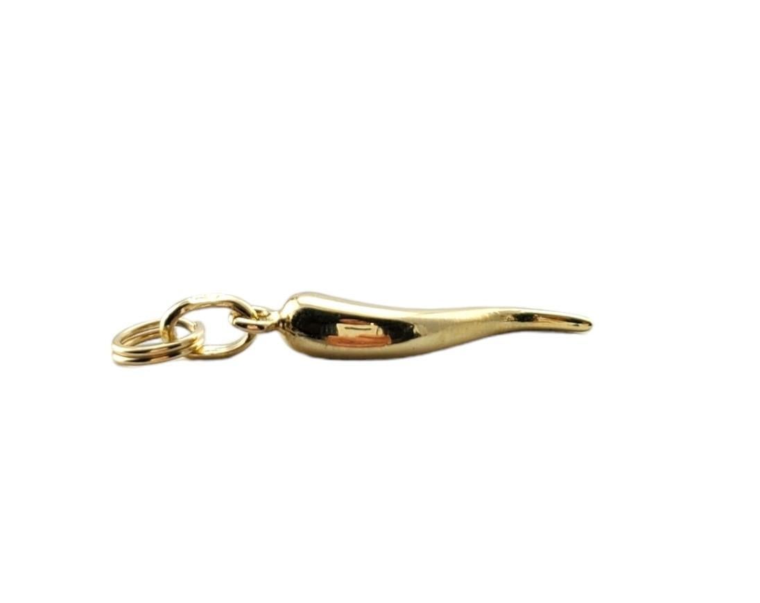Women's 14K Yellow Gold Italian Horn Charm Pendant #17428 For Sale