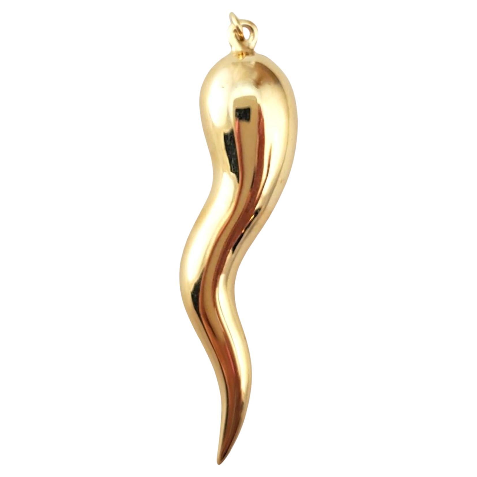 14K Yellow Gold Italian Horn Charm Pendant #17934