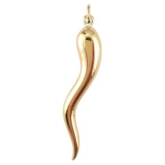 14K Yellow Gold Italian Horn Charm Pendant #17940