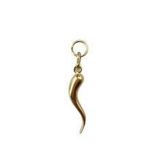 14K Yellow Gold Italian Horn Charm Pendant #18854