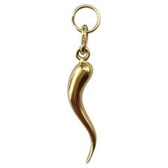 14K Yellow Gold Italian Horn Charm Pendant #18854