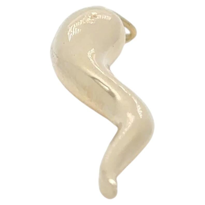 14K Yellow Gold Italian Horn Charm Pendant For Sale