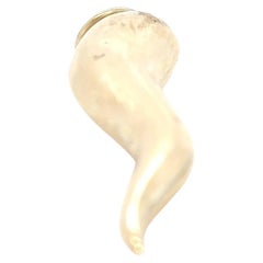 14K Yellow Gold Italian Horn Charm Pendant Satin Finish