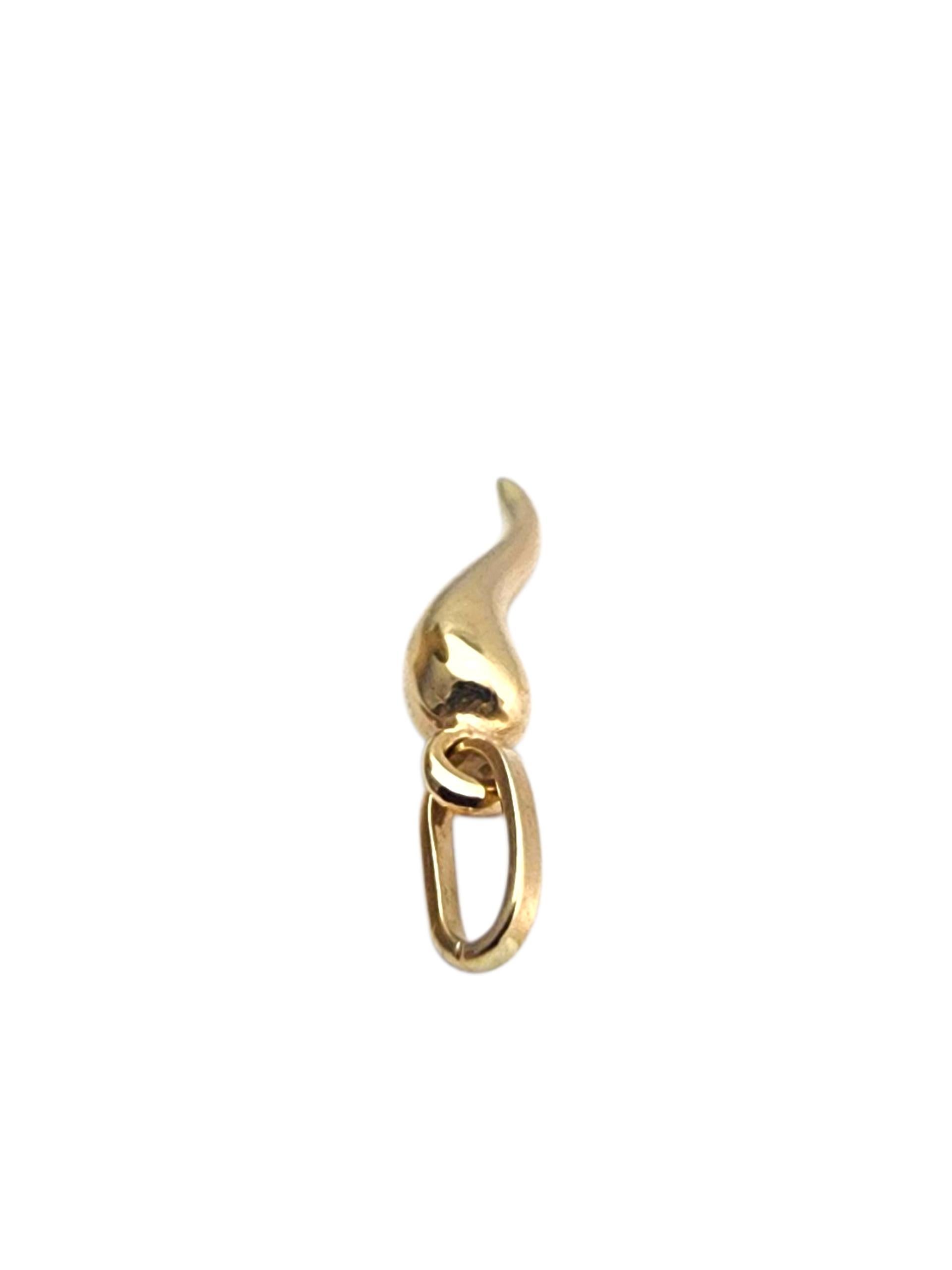 Women's 14K Yellow Gold Italian Horn Pendant #22824 For Sale