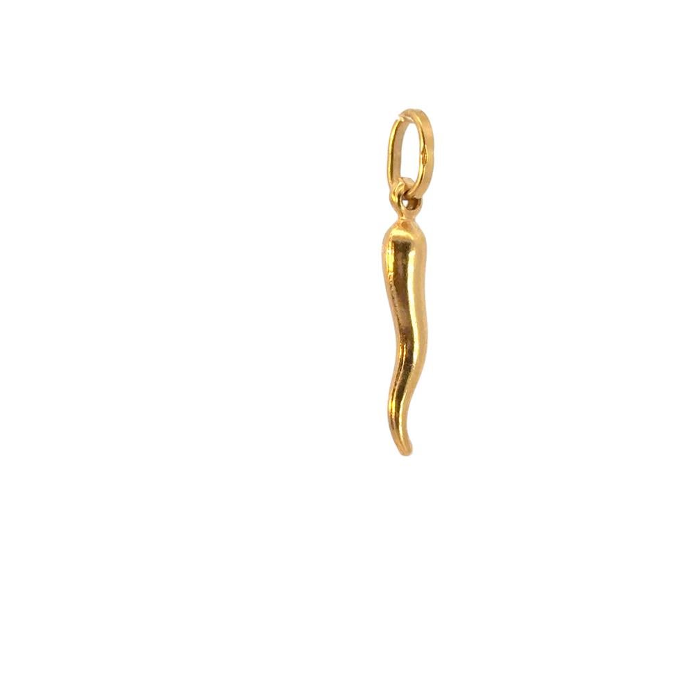 14k Yellow Gold Italian Horn Vintage Pendant For Sale 5