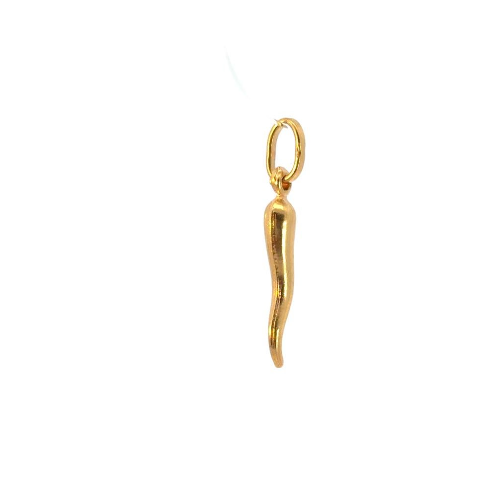 14k Yellow Gold Italian Horn Vintage Pendant For Sale 6
