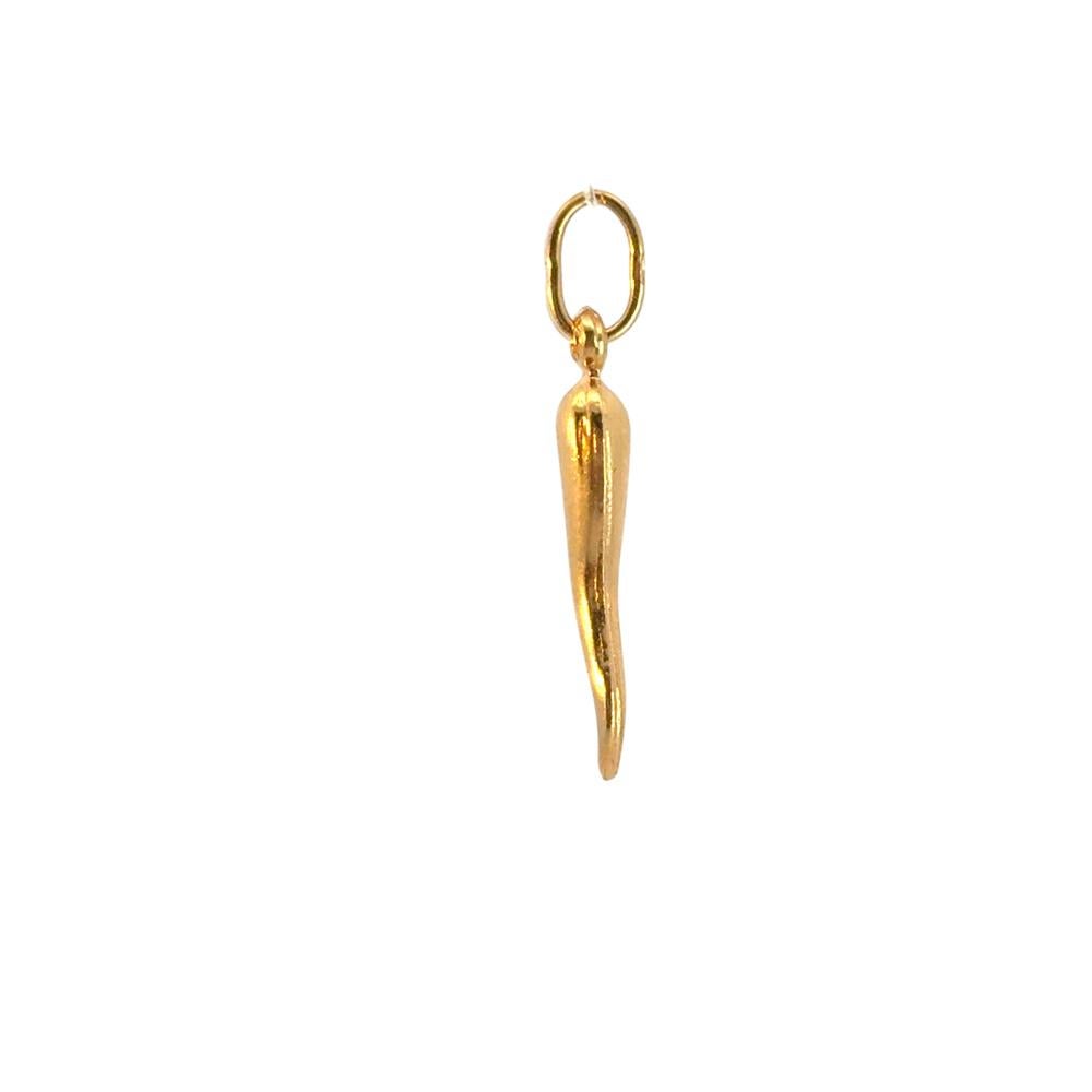14k Yellow Gold Italian Horn Vintage Pendant For Sale 8