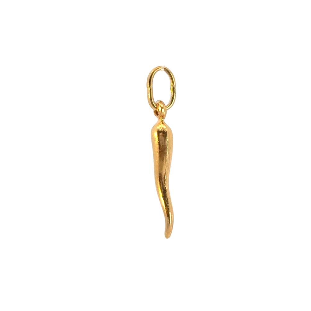 14k Yellow Gold Italian Horn Vintage Pendant For Sale 9