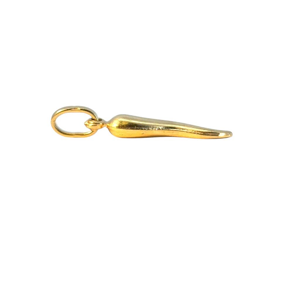 14k Yellow Gold Italian Horn Vintage Pendant For Sale 12