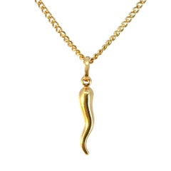 14k Yellow Gold Italian Horn Vintage Pendant