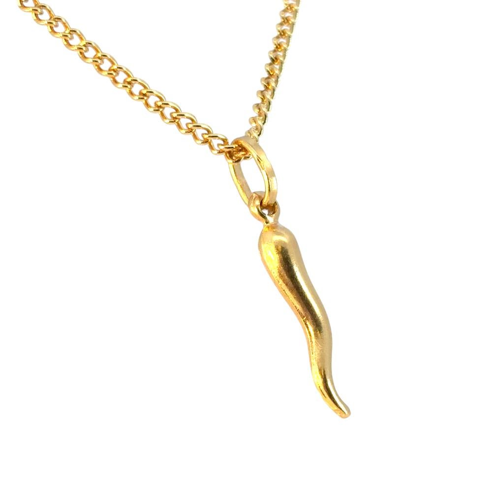 14k Yellow Gold Italian Horn Vintage Pendant In Excellent Condition For Sale In Boca Raton, FL