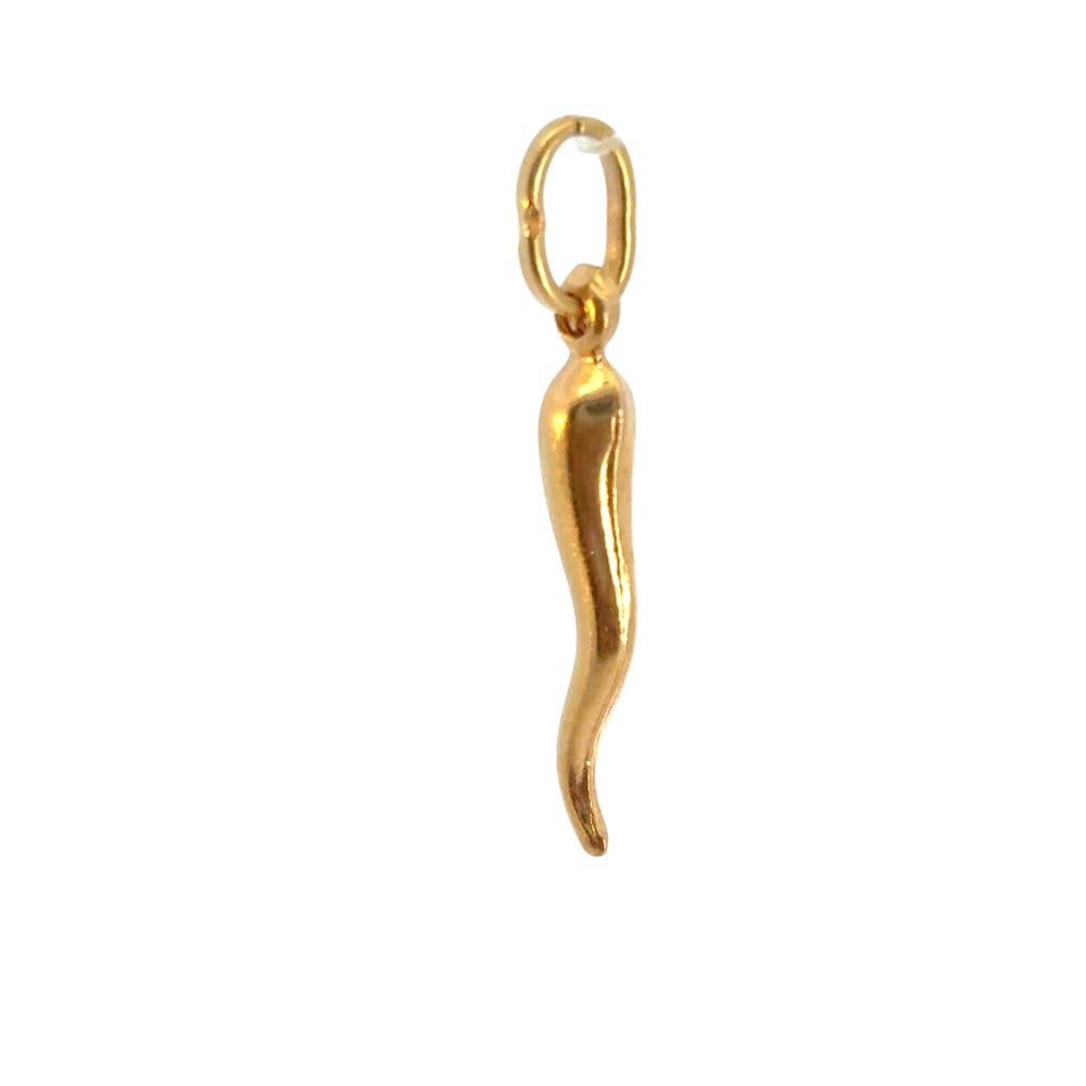 14k Yellow Gold Italian Horn Vintage Pendant For Sale 1