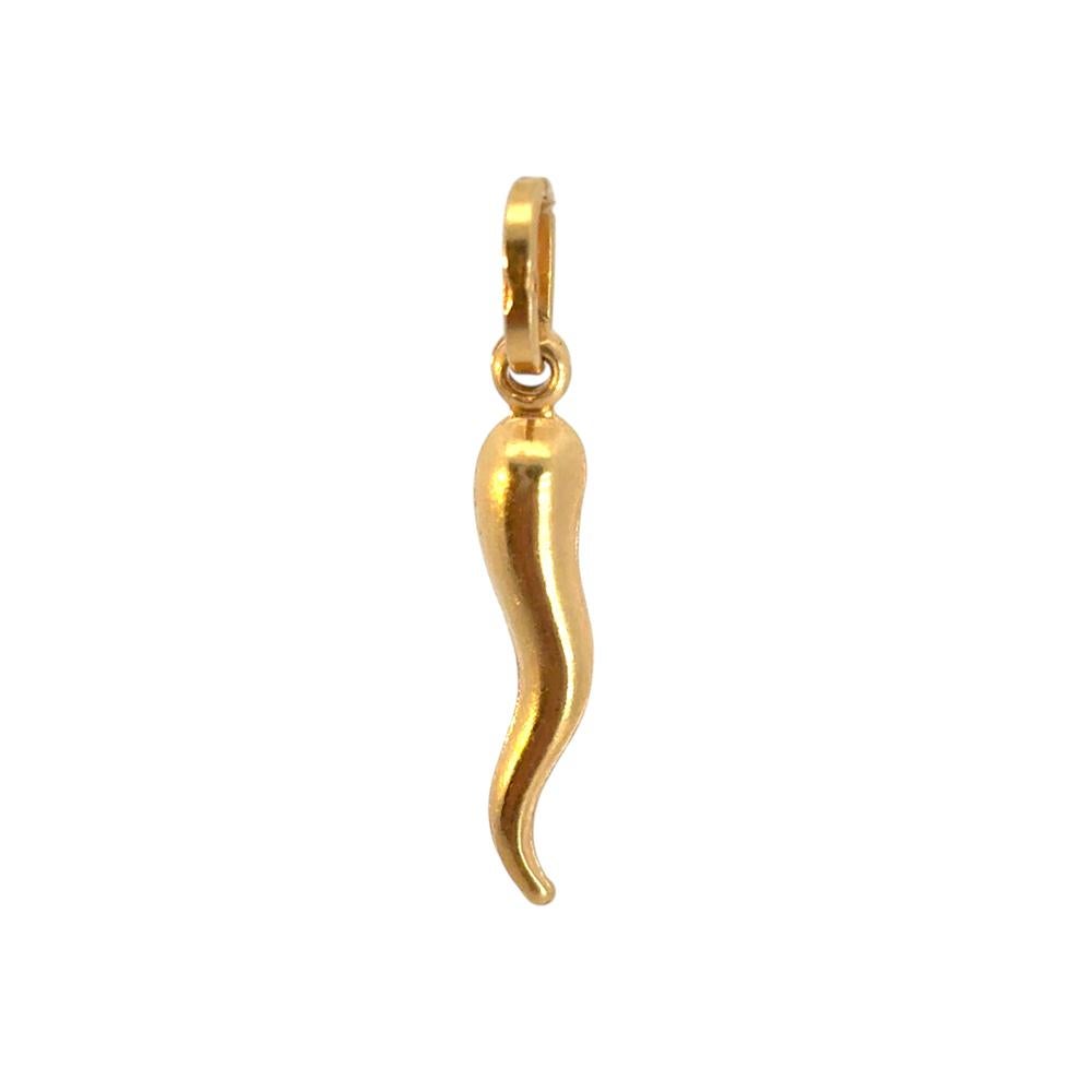 14k Yellow Gold Italian Horn Vintage Pendant For Sale 3