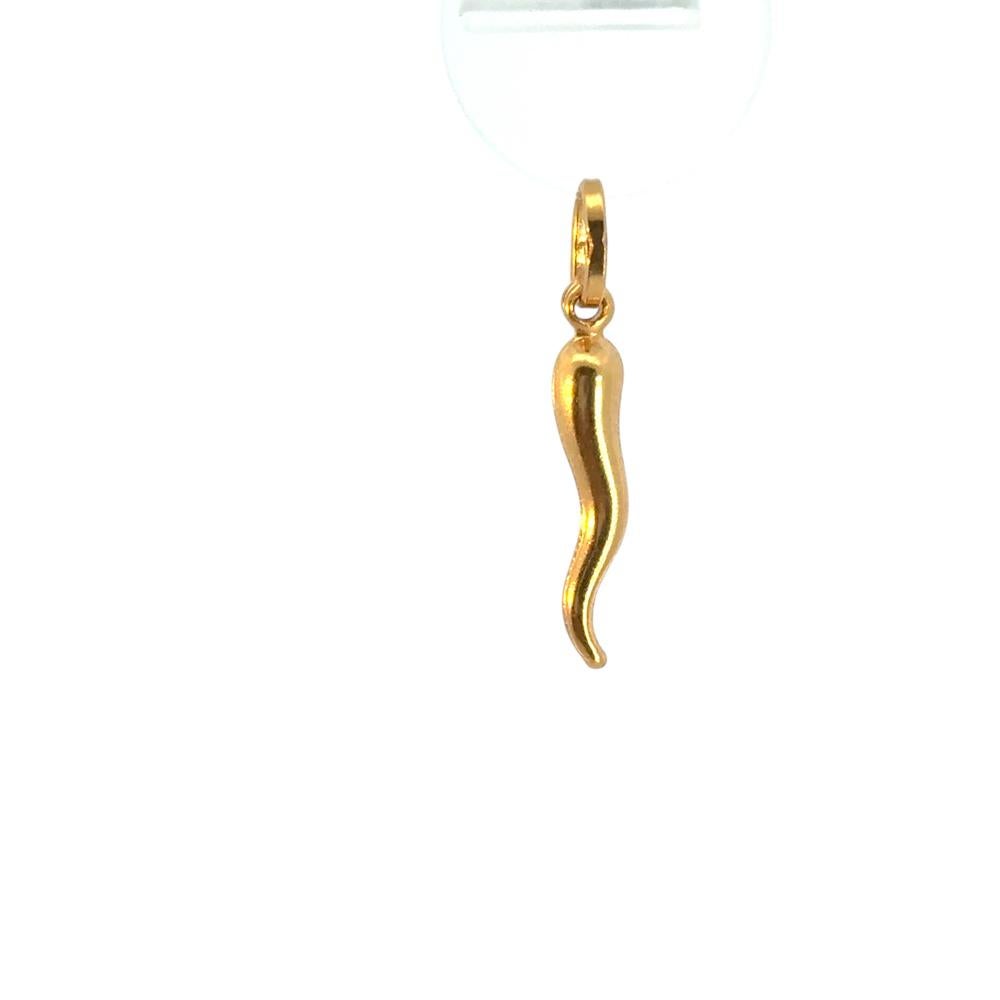 14k Yellow Gold Italian Horn Vintage Pendant For Sale 4